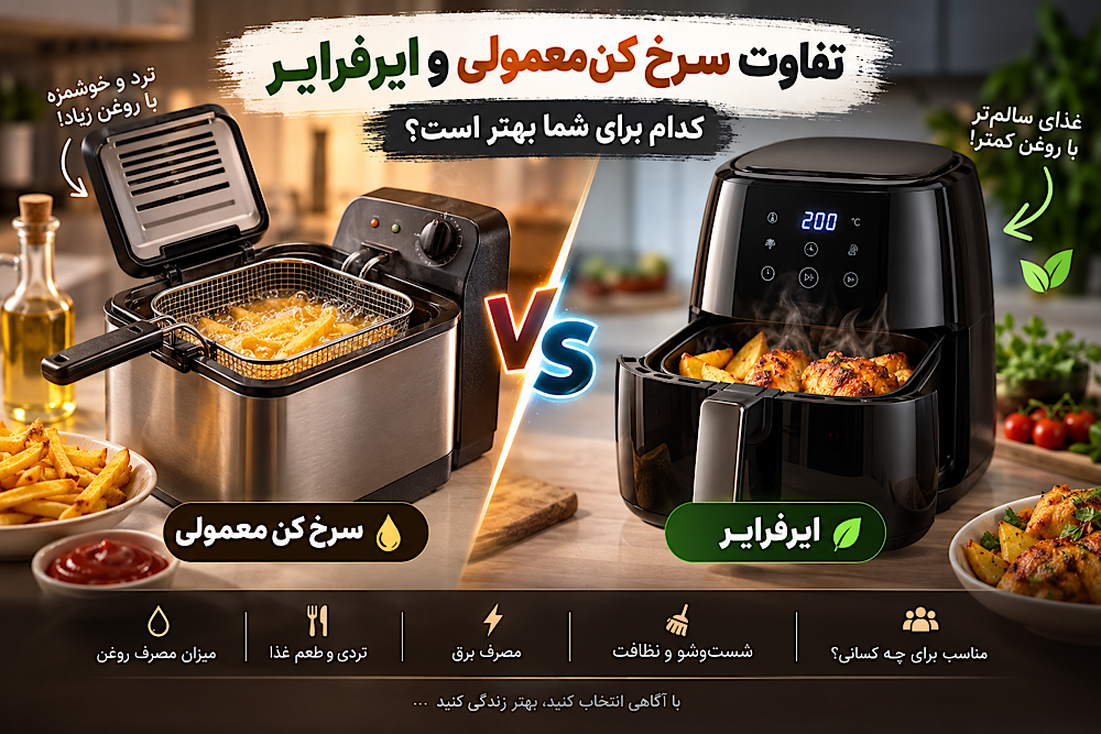  سرخ کن بهتر است یا هواپز ؟تفاوت ها ,معایب و مزایا